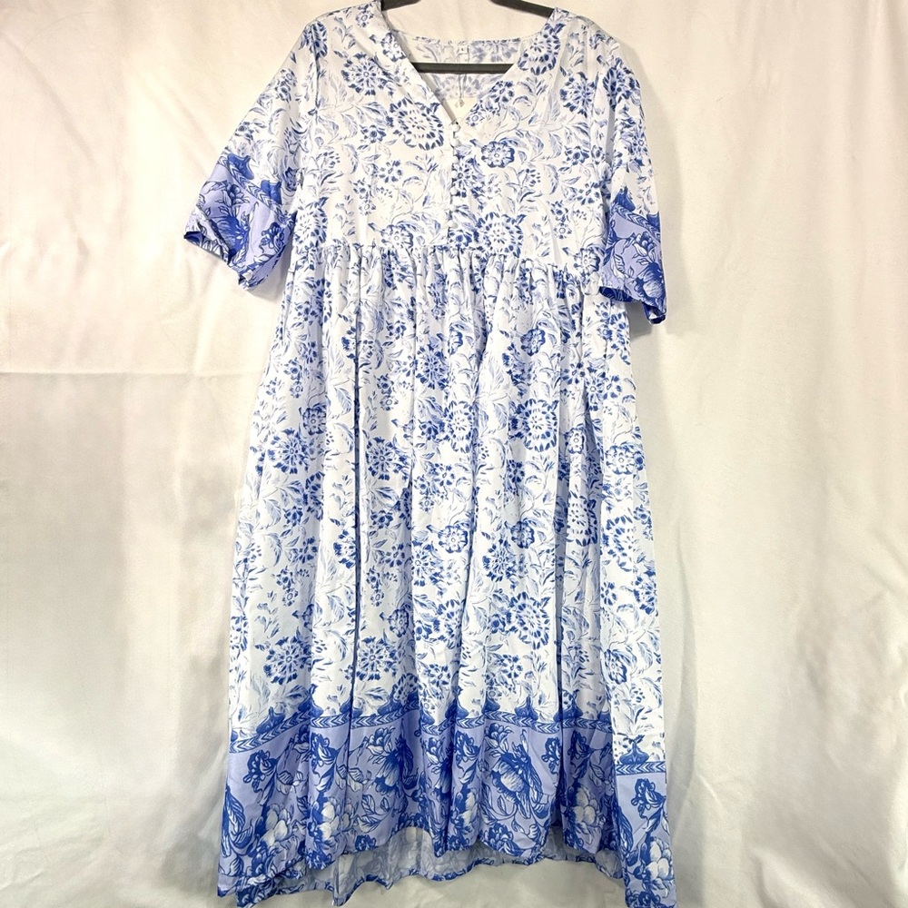 Maldila Blue and White Floral Dress | L